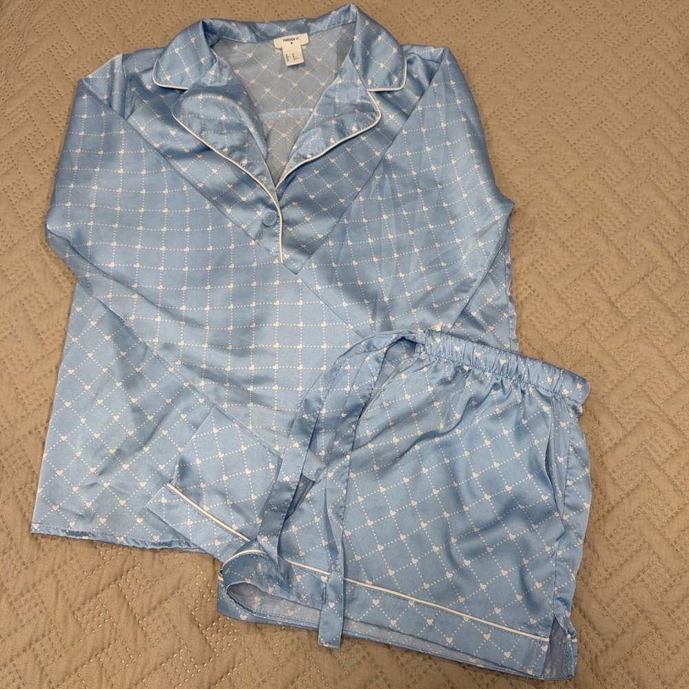 Blue Heart Pajamas Set